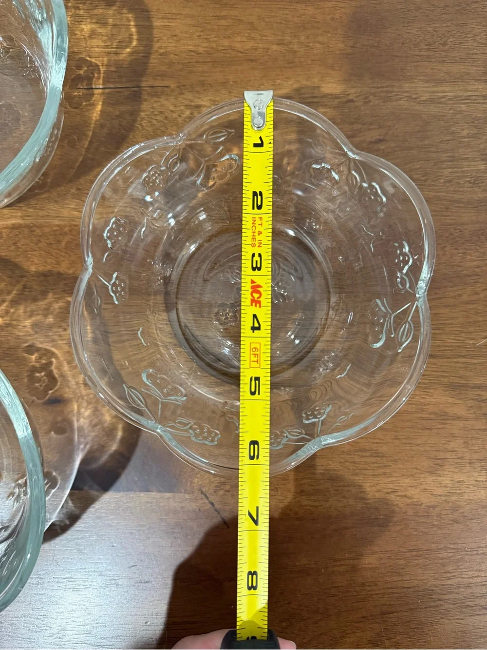 Set of 3 Clear Glass Flower Bowls